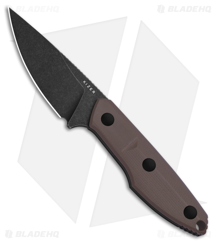 Kizer Splinter Fixed Blade Knife Brown G-10 (3.2" Black SW) 1087A2