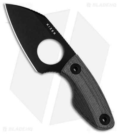 Kizer Cutlery NightJar Fixed Blade Knife Black Micarta (2.9" Black PVD & SW)
