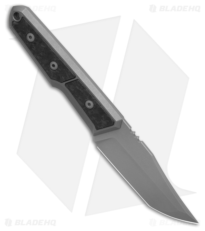 BMKT Explorer V2 Fixed Blade Knife Bowie Tanto Marble CF (3.12" Dark SW)