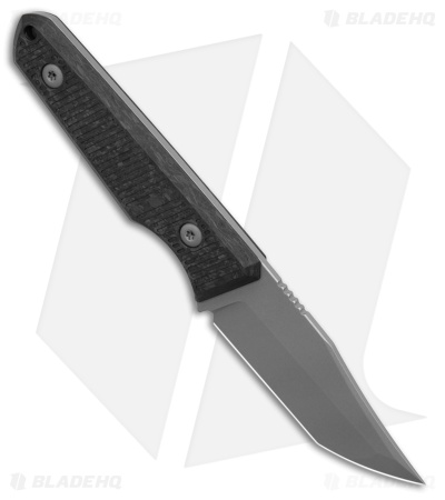 BMKT Small Explorer Fixed Blade Knife Bowie Tanto Marble CF (Dark SW) 