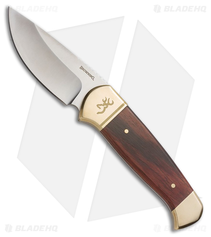 Browning Wood Fixed Blade Knife w/ Brass Bolsters (3" Satin)