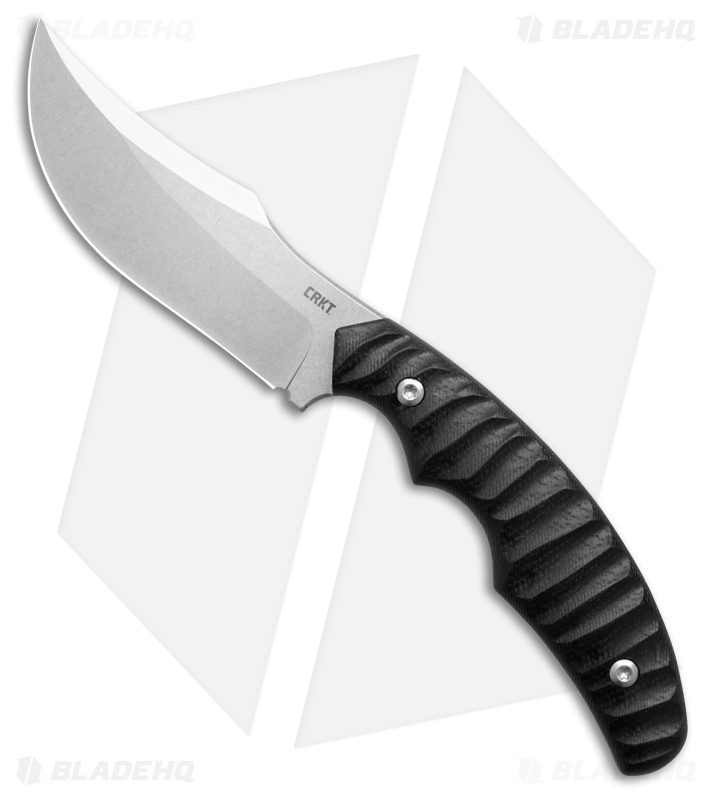 CRKT Burrower Fixed Blade Knife Black Micarta (3.7" Stonewash D2)