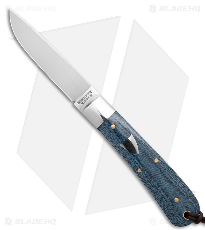 GEC Tidioute Cutlery Stingray Fixed Blade Knife Denim Blue Micarta (3.1" Satin)