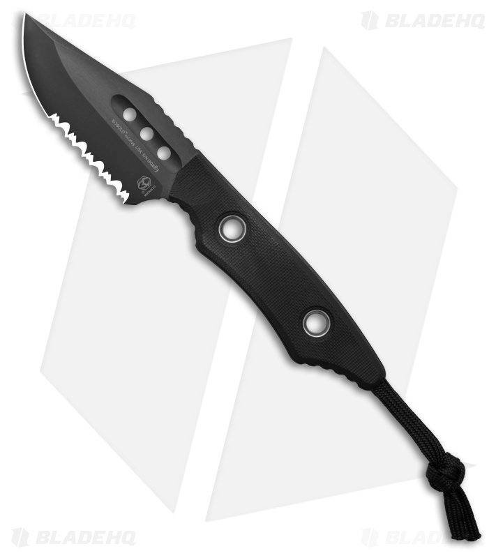 Heretic Knives Kobold Fixed Blade Knife Black G-10 (2.625" Black Serr)