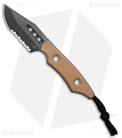 Heretic Knives Kobold Fixed Blade Knife FDE/G-10 (2.625 Black Serr)
