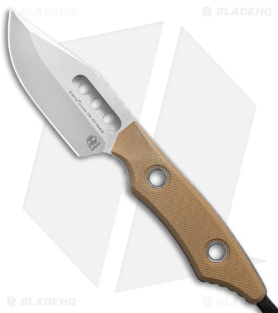 Heretic Knives Kobold Fixed Blade Knife FDE G-10 (2.6" Stonewash)