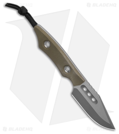 Heretic Knives Kobold Fixed Blade Knife OD Green G-10 (2.6" Battleworn)