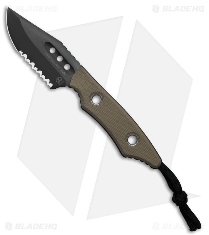 Heretic Knives Kobold Fixed Blade Knife OD Green G-10 (2.625" Black Serr)