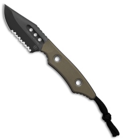 Heretic Knives Kobold Fixed Blade Knife OD Green G-10 (2.625" Black Serr)