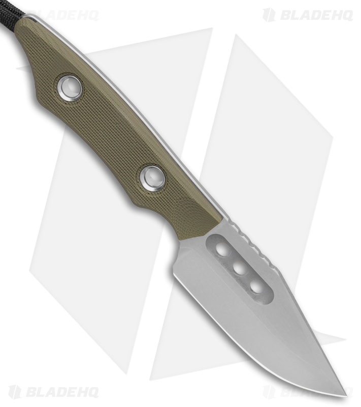 Heretic Knives Kobold Fixed Blade Knife OD Green G-10 (2.6" Stonewash)
