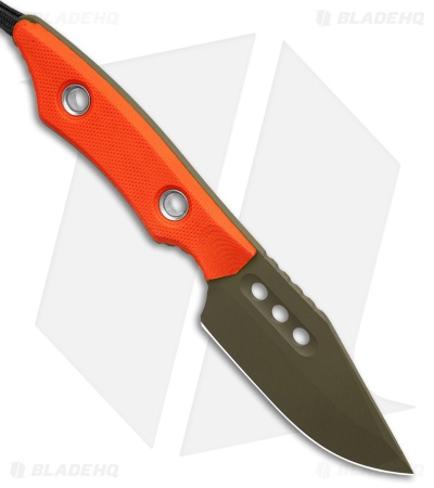 Heretic Knives Kobold Fixed Blade Knife Orange G-10 (2.6" OD Green)