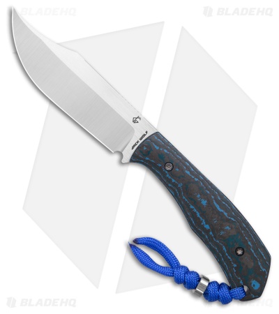 Jack Wolf Knives Bordertown Bowie Knife FatCarbon Arctic Storm (3.45" Satin)