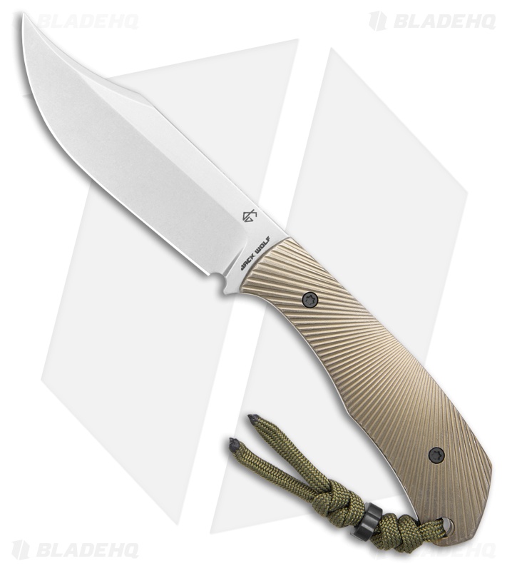 Jack Wolf Knives Bordertown Bowie Knife Starburst Titanium (3.45" Satin)