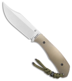 Jack Wolf Knives Bordertown Bowie Knife Starburst Titanium (3.45" Satin)
