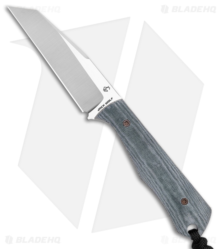 Jack Wolf Knives Collusion Fixed Blade Knife Blue Linen Micarta (3.1" Satin)