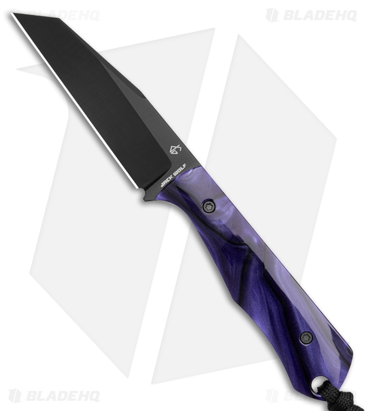 Jack Wolf Knives Collusion Fixed Blade Knife Purple Wave Kirinite (3.1" DLC)