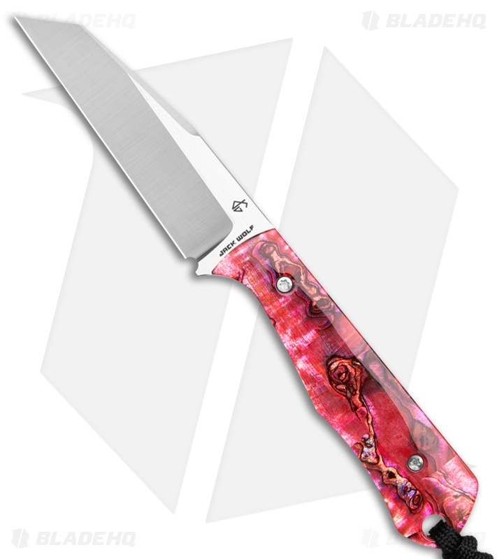 Jack Wolf Knives Collusion Fixed Blade Knife Red Abalone (3.1" Satin)