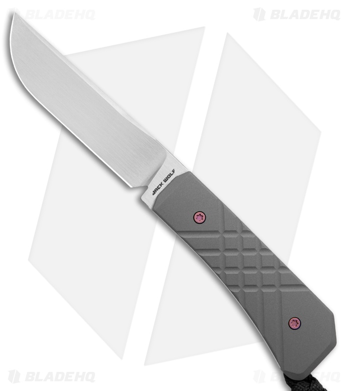 Jack Wolf Knives Pioneer FIXedc Knife Cross Hatch Titanium (2.9" Satin)