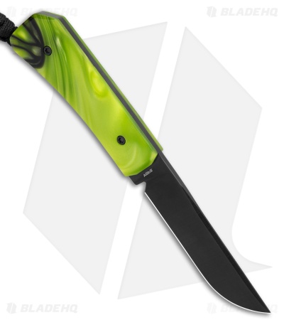 Jack Wolf Knives Pioneer FIXedc Knife Toxic Green Kirinite (2.9" Black)