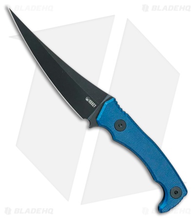 Kubey Knives Sicarii Fixed Blade Knife Blue Micarta (4.6" Black SW)