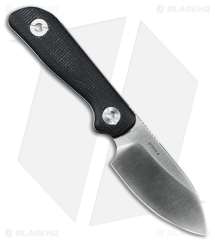 Kunwu Knives Stiffy P Fixed Blade Knife Black Micarta (3" Satin)