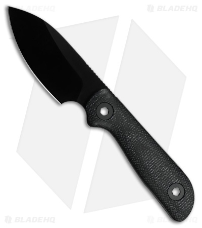 Kunwu Knives Stiffy P Fixed Blade Knife Black Micarta (3" Black DLC)
