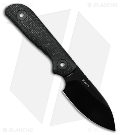 Kunwu Knives Stiffy P Fixed Blade Knife Black Micarta (3" Black DLC)