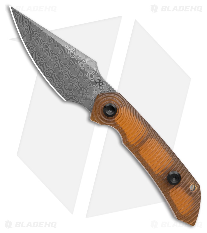 Kansept Knives Fenrir Fixed Blade Knife Yellow PEI (2.9" Damascus)
