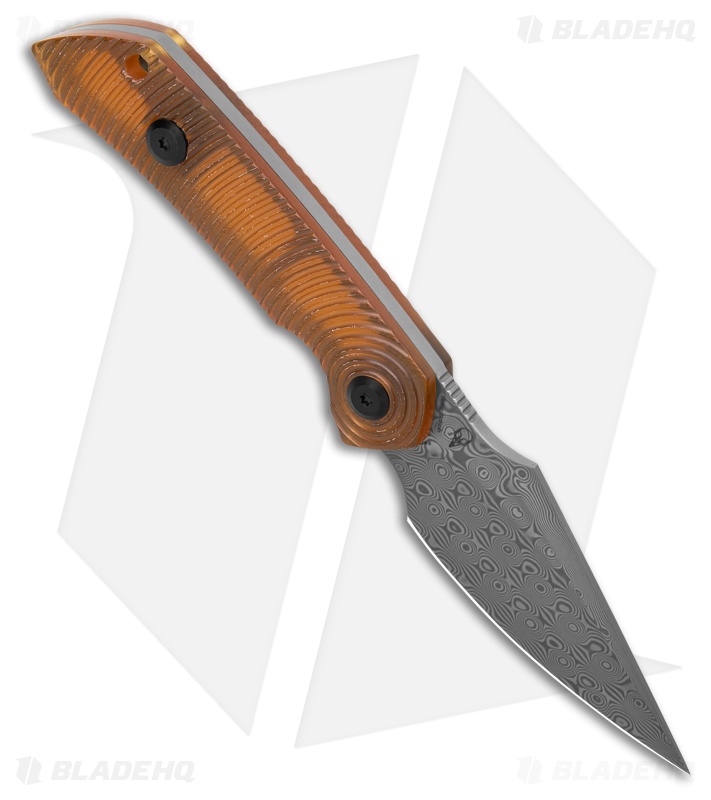 Kansept Knives Fenrir Fixed Blade Knife Yellow PEI (2.9" Damascus)