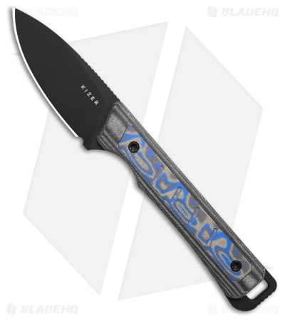 Kizer Whiskey Jack Fixed Blade Knife Norplex UltreX Blue Grey (Black)