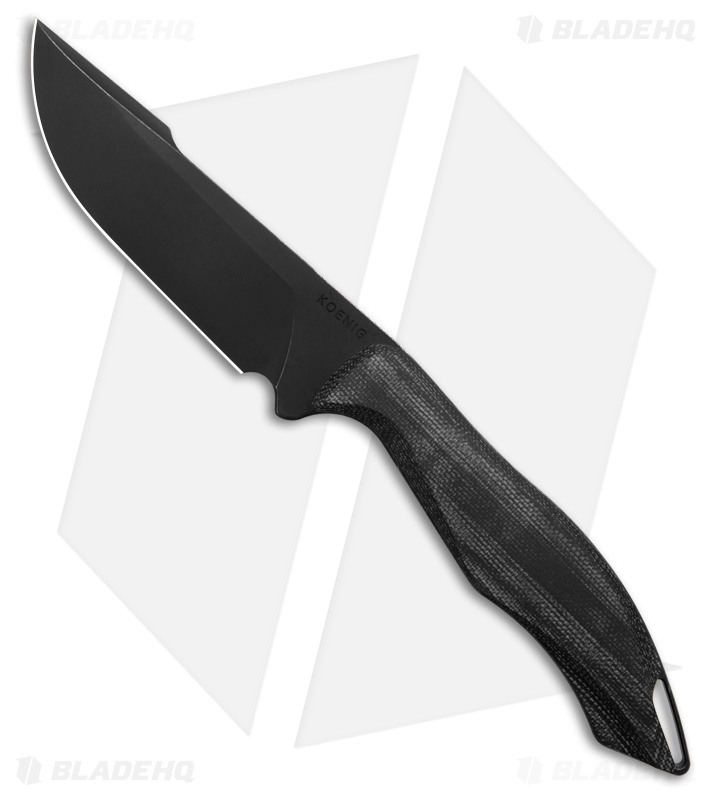 Koenig Helo Fixed Blade Knife Black Canvas Micata (3.88" DLC MagnaCut)