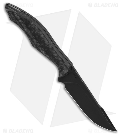 Koenig Helo Fixed Blade Knife Black Canvas Micata (3.88" DLC MagnaCut)