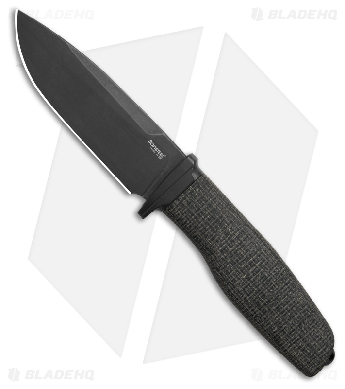 LionSTEEL ACHA Fixed Blade Black Burlap Micarta (4.25 Black PVD)