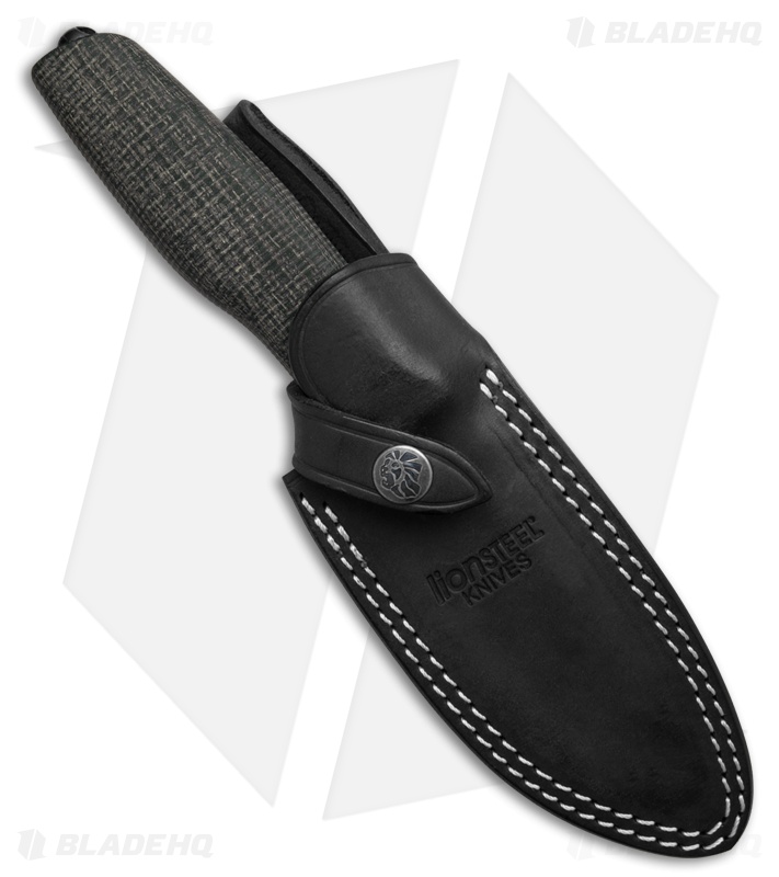 LionSTEEL ACHA Fixed Blade Black Burlap Micarta (4.25 Black PVD)