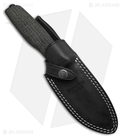 LionSTEEL ACHA Fixed Blade Black Burlap Micarta (4.25 Black PVD)