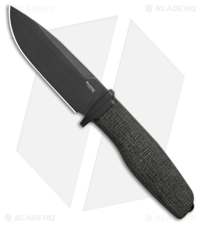 LionSTEEL ACHA Fixed Blade Black Burlap Micarta (4.25 Black PVD)