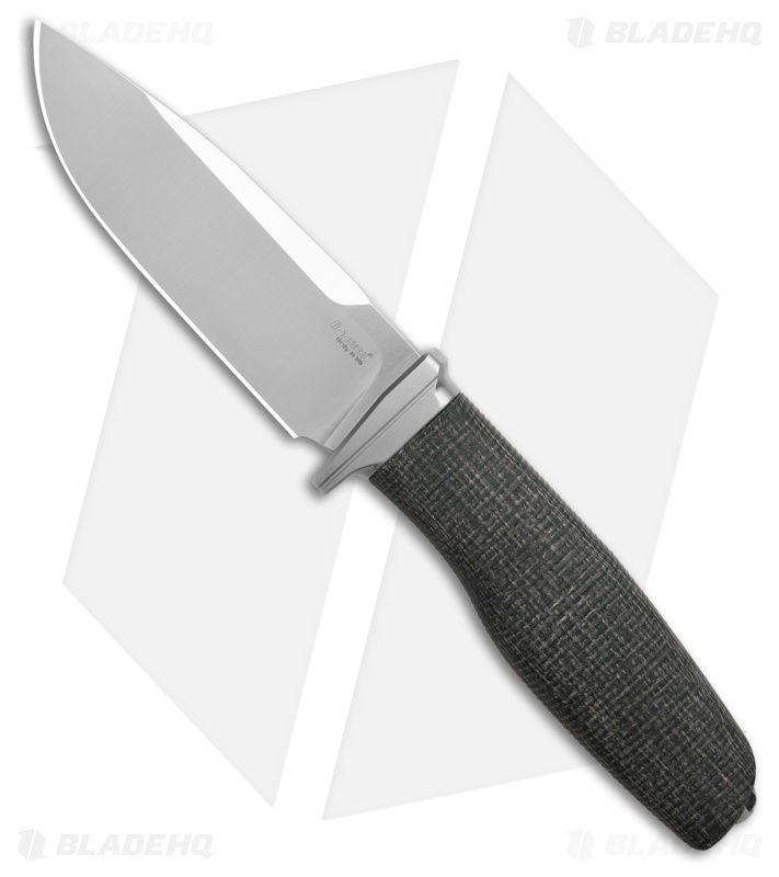 LionSTEEL ACHA Fixed Blade Black Burlap Micarta Satin