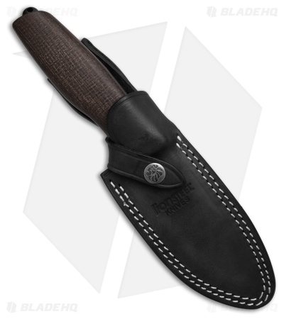 LionSTEEL ACHA Fixed Blade Green Burlap Micarta (4.25 Black PVD)