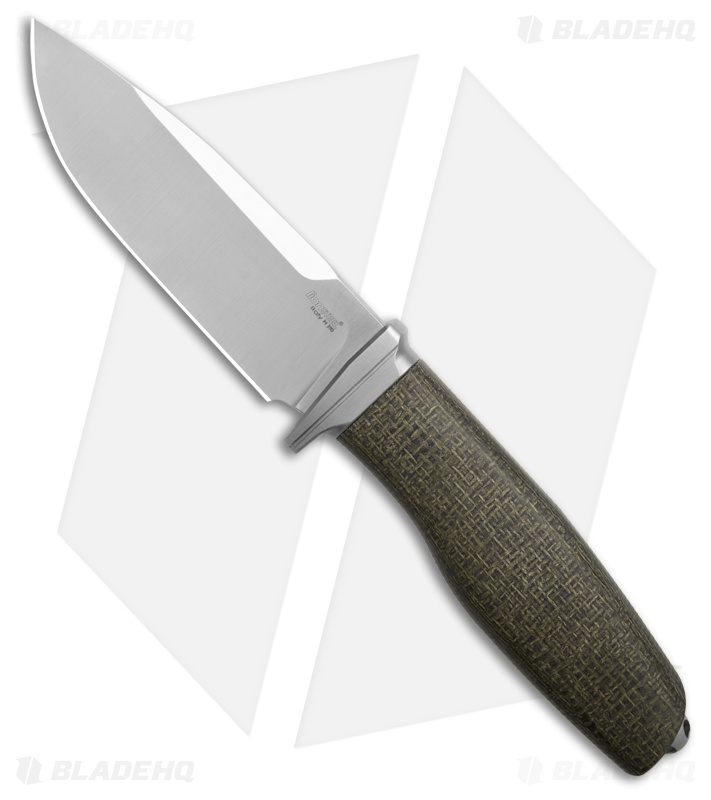 LionSTEEL ACHA Fixed Blade Green Burlap Micarta (4.25 Satin)