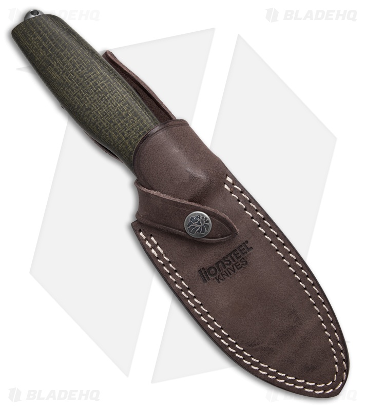 LionSTEEL ACHA Fixed Blade Green Burlap Micarta (4.25 Satin)
