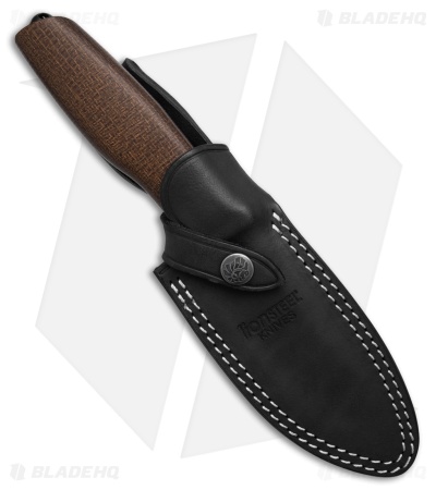 LionSTEEL ACHA Fixed Blade Natural Burlap Micarta (4.25 Black PVD) 