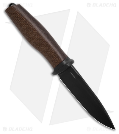 LionSTEEL ACHA Fixed Blade Natural Burlap Micarta (4.25 Black PVD) 
