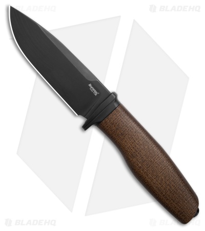 LionSTEEL ACHA Fixed Blade Natural Burlap Micarta (4.25 Black PVD) 