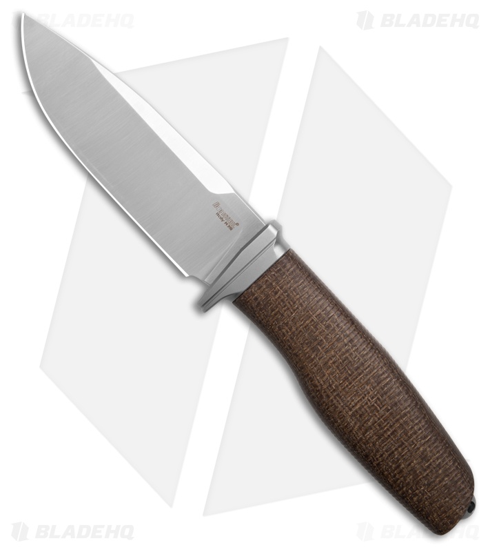 LionSTEEL ACHA Fixed Blade Natural Burlap Micarta (4.25 Satin)
