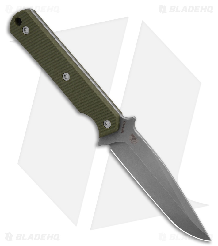 McNees Knives Fixed Blade Stalker Knife Green G-10 (4.375" Stonewash)