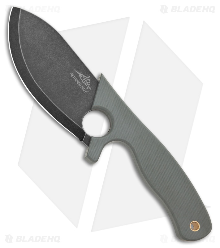 Petrified Fish EEL Fixed Blade Knife Gray G-10 (3.5" Black PVD) PFH01GADW