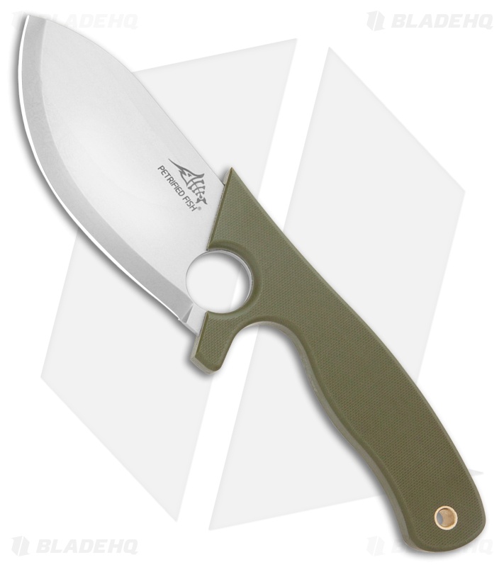 Petrified Fish EEL Fixed Blade Knife Green G-10 (3.5" Stonewash) PFH01GRW