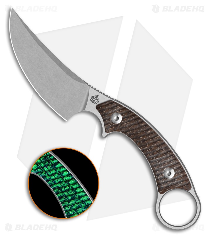 QSP Baby Viper Fixed Blade Knife Glow-In-The-Dark Burlap Micarta (2.8" SW)