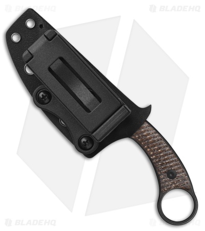 QSP Baby Viper Fixed Blade Knife Glow-In-The-Dark Burlap Micarta (2.8" Black SW)