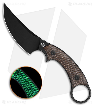 QSP Baby Viper Fixed Blade Knife Glow-In-The-Dark Burlap Micarta (2.8" Black SW)
